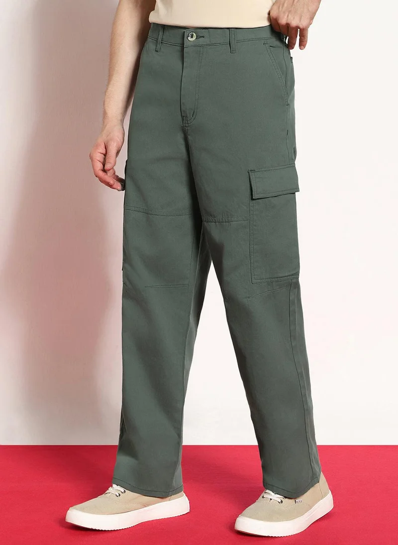 Urbano Fashion  Urbano Fashion Men's Light Grey Loose Baggy Fit Solid Cargo Chino Pant with 6 Pockets Non-Stretchable for Men | Best Price UAE